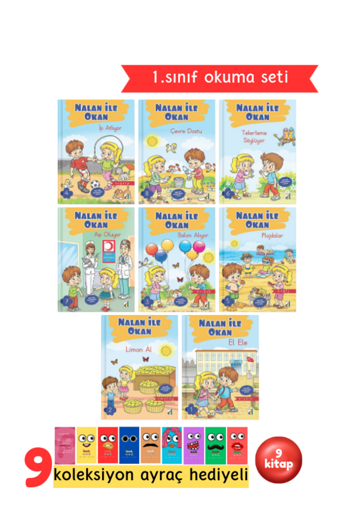 1.Sınıf Nalan İle Okan Okuma Seti 8 Kitap
