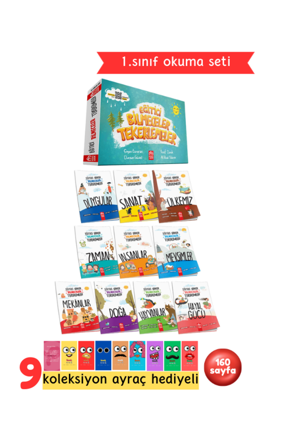 1.Sınıflar İçin Eğitici Bilmeceler Tekerlemeler 10 Kitap + Soru Kitapçığı Hediyeli