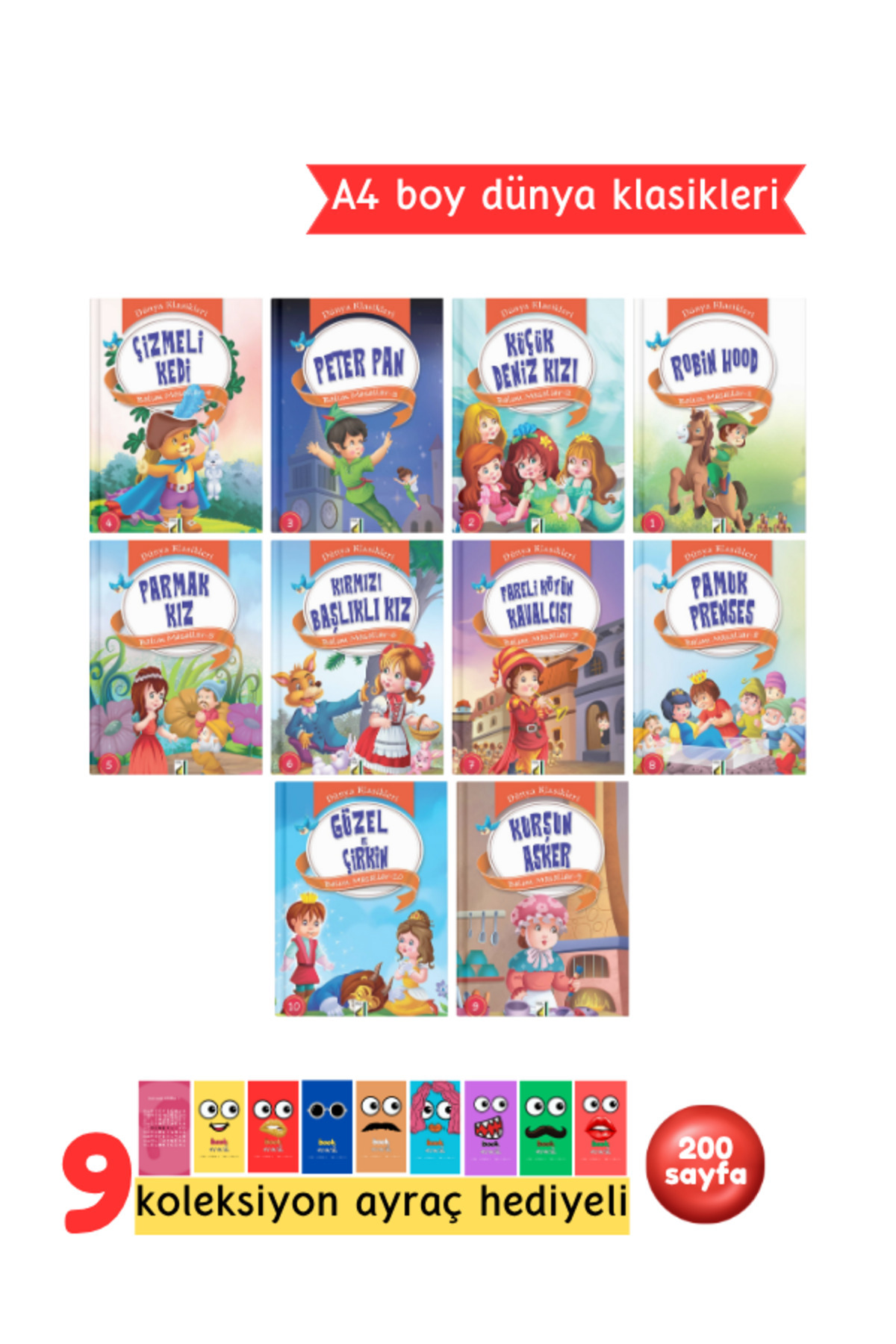 1. ve 2. Sınıf Çocuklar İçin Büyük Boy Dünya Klasikleri Dizisi 10 Cici Kitap
