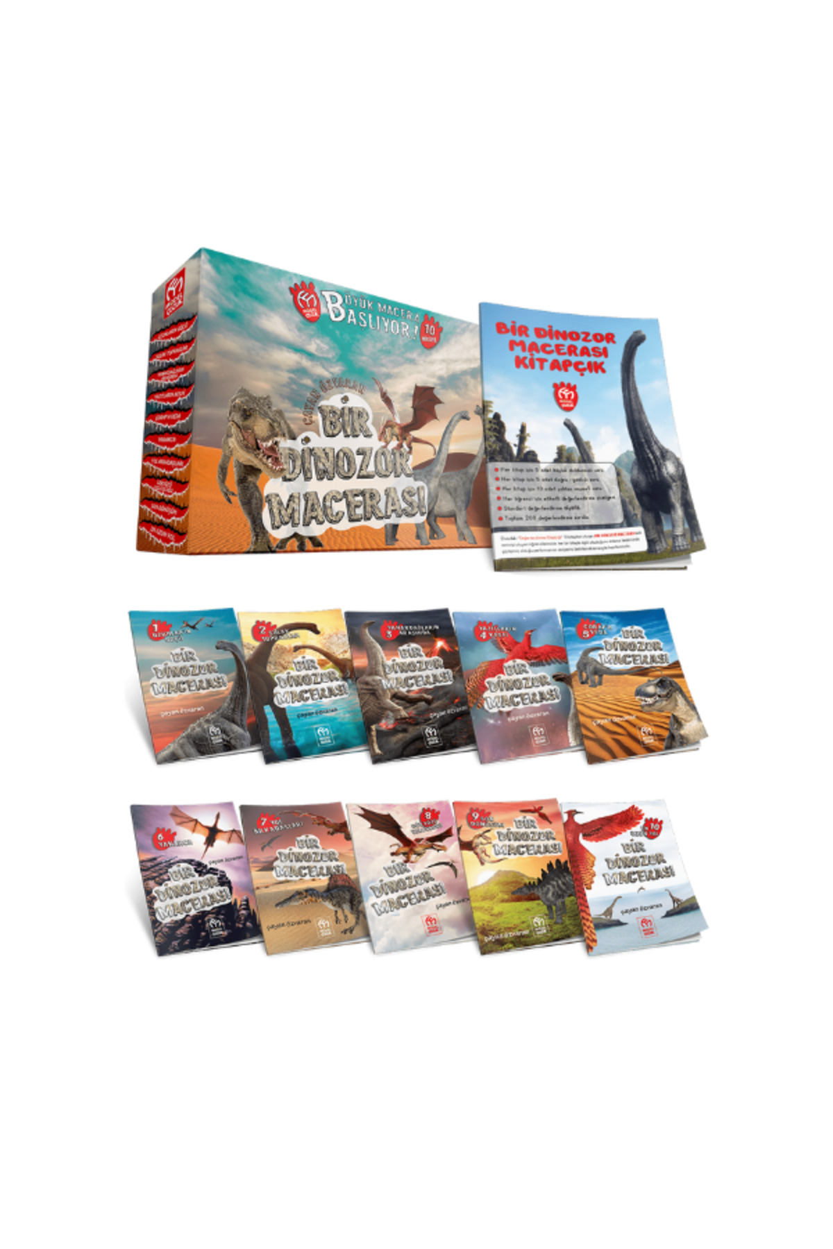 2. ve 3.Sınıflar İçin Bir Dinazor Macerası Hikaye Serisi 10 Kitap + Soru Kitapçığı Hediyeli - Görsel 2