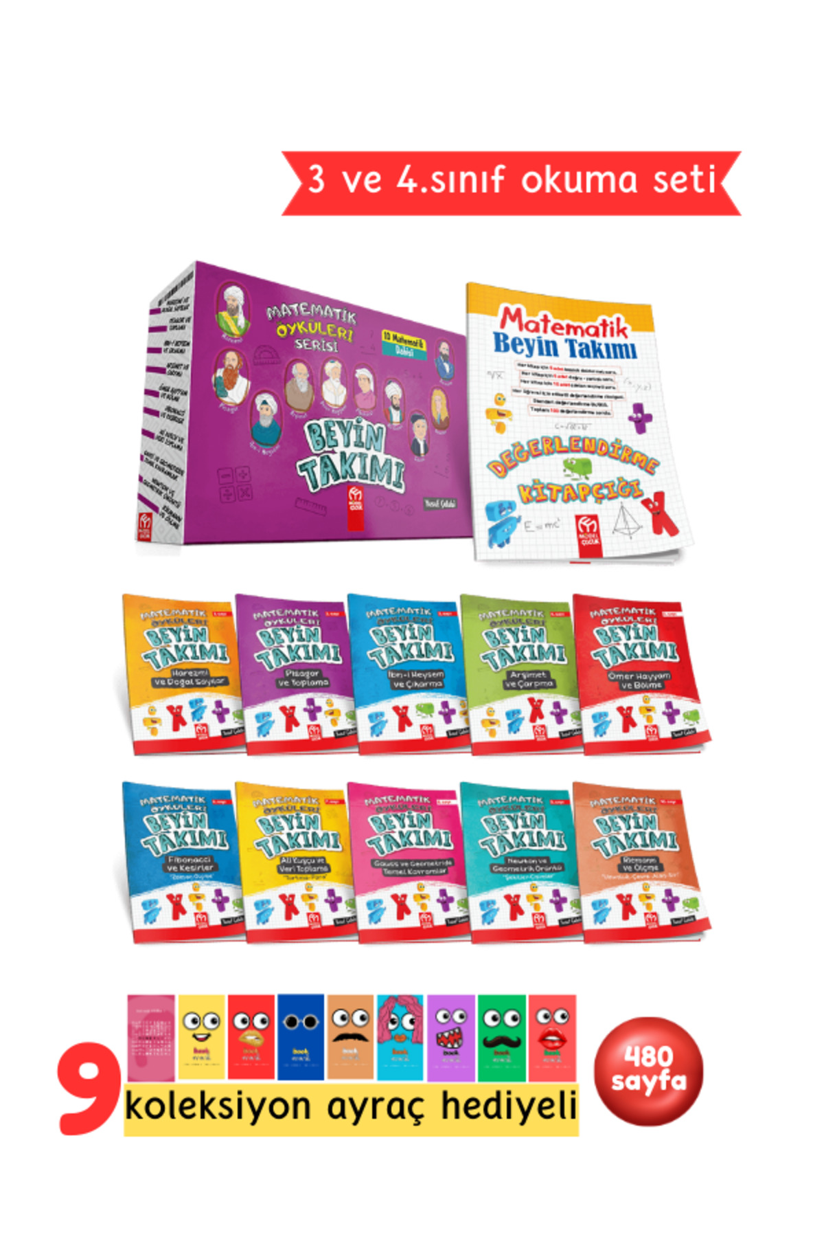 3. ve 4.Sınıflar İçin Matematik Beyin Takımı 10 Kitap + Soru Kitapçığı Hediyeli