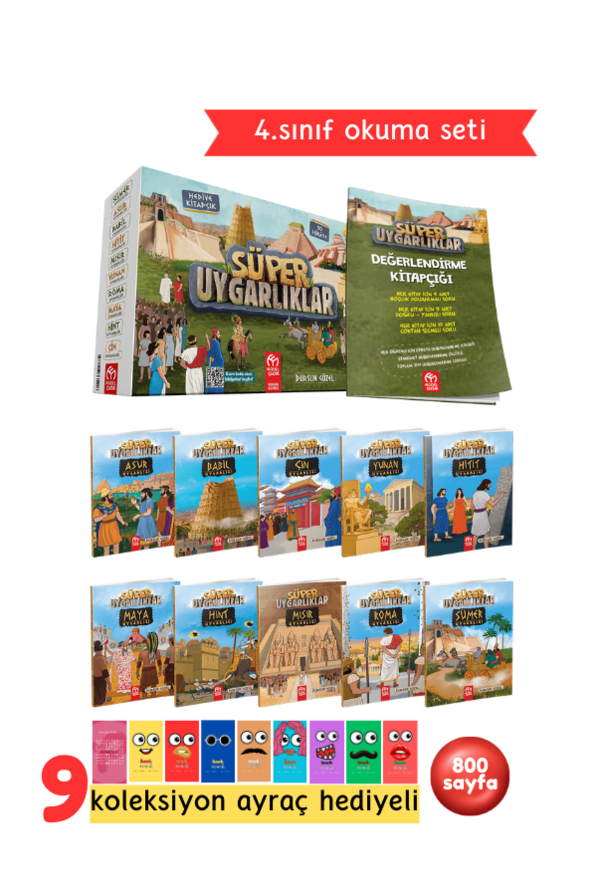 4.Sınıflar İçin Süper Uygarlıklar Hikaye Serisi 10 Kitap + Soru Kitapçığı Hediyeli