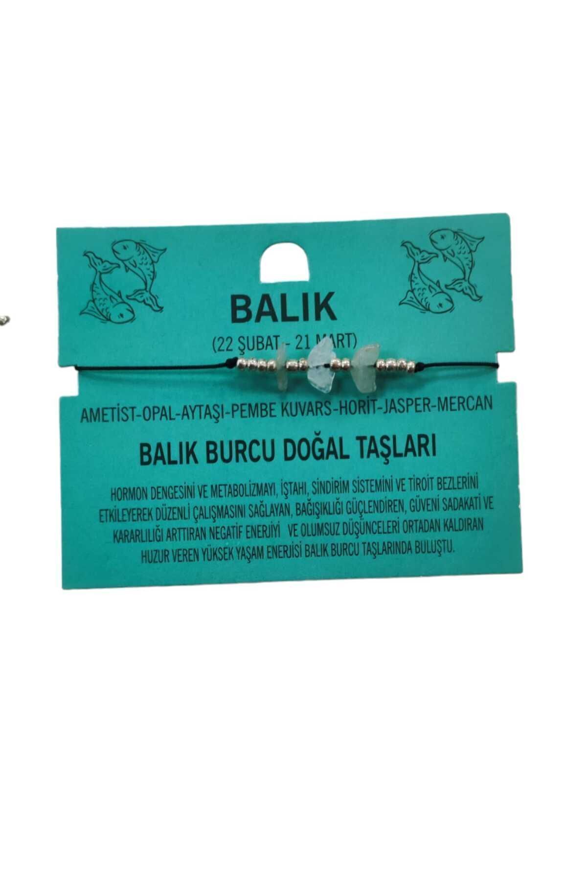 Balık Burcu Yıldız Doğal Taş İp Burç Bilekliği Halhal (Saydam, Tek Ebat)