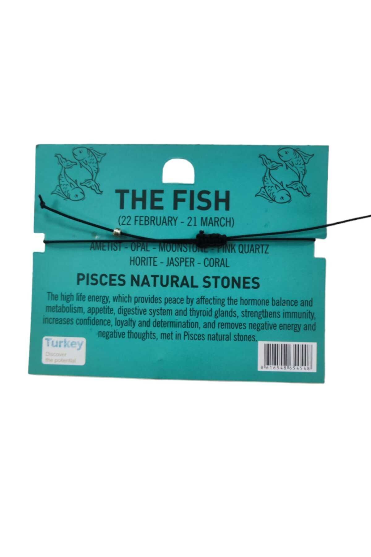 Balık Burcu Yıldız Doğal Taş İp Burç Bilekliği Halhal (Saydam, Tek Ebat) - Görsel 2