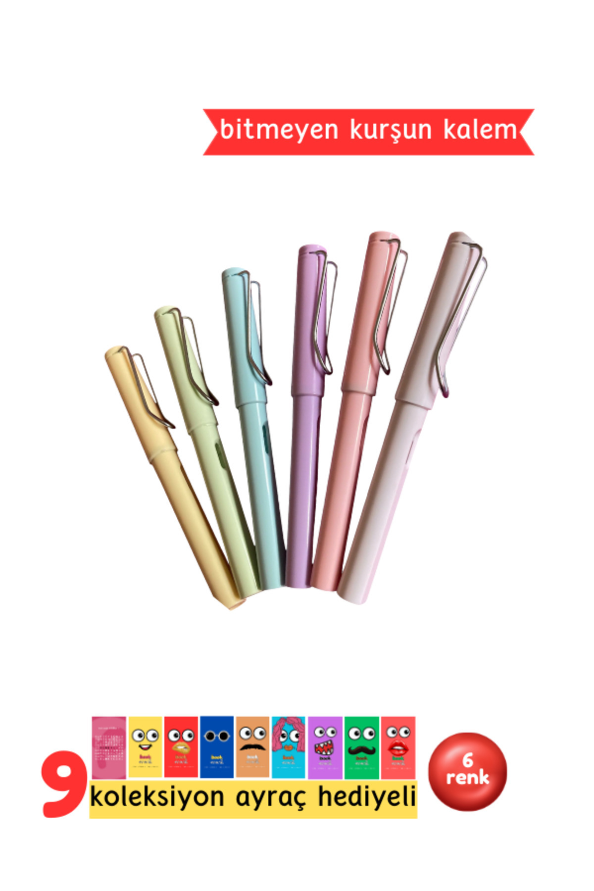 Bitmeyen Kurşun Kalem - Pastel Renkli Sonsuz Kalem, Ekonomik Çizim Kalemi (Cok renkli)