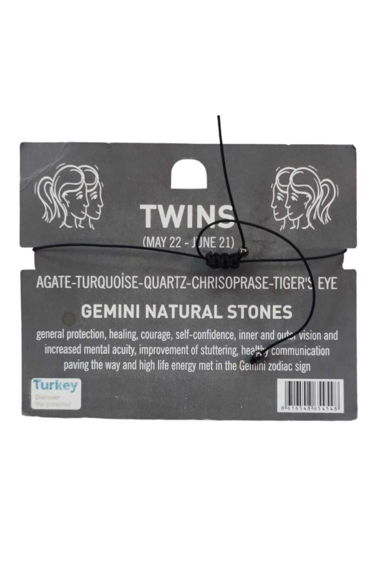 İkizler Burcu Yıldız Doğal Taş İp Burç Bilekliği Halhal (Açık Mavi, Tek Ebat) - Görsel 2