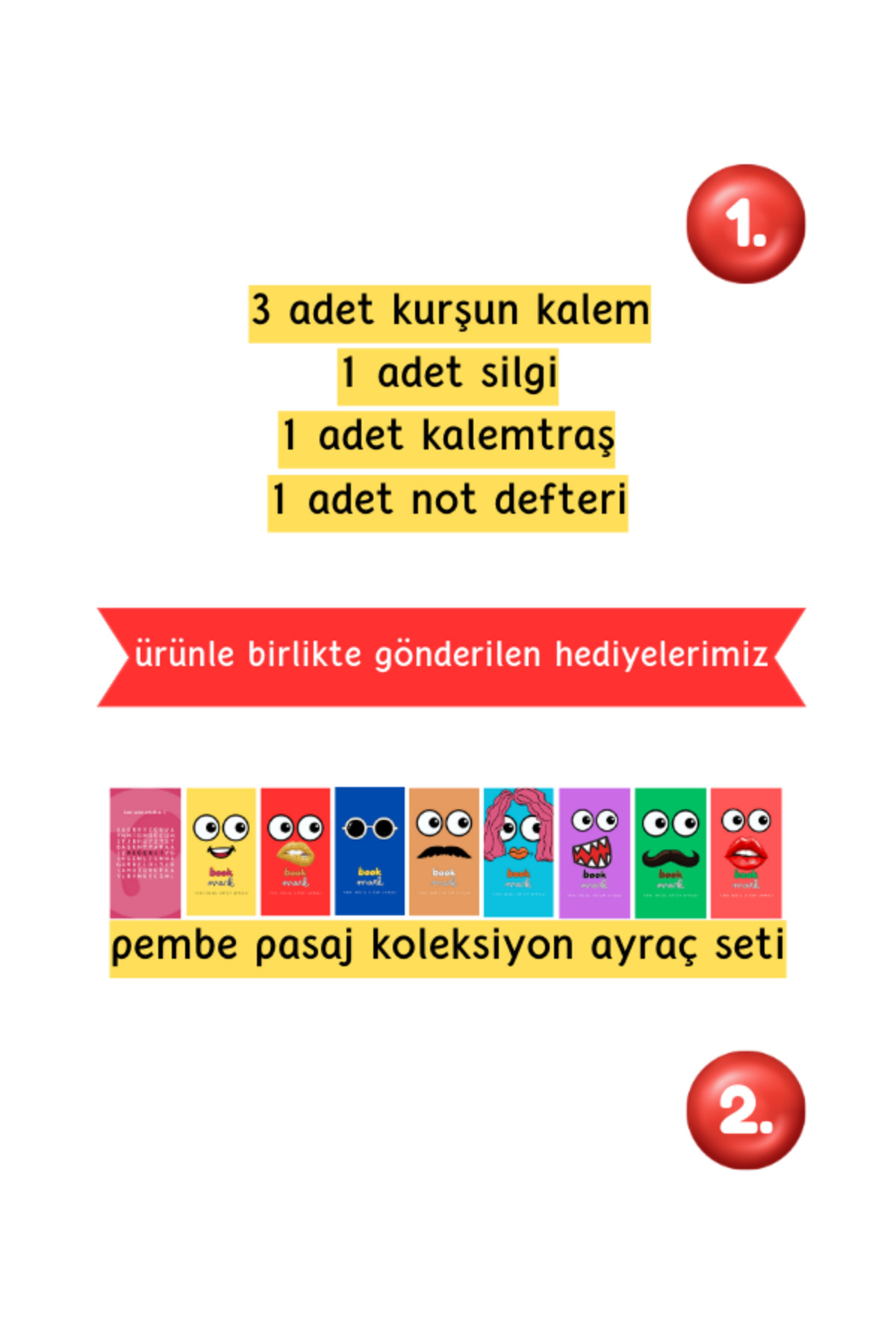 Mor Kalem Seti - Sevimli Kırtasiye Seti (Mor) - Görsel 3