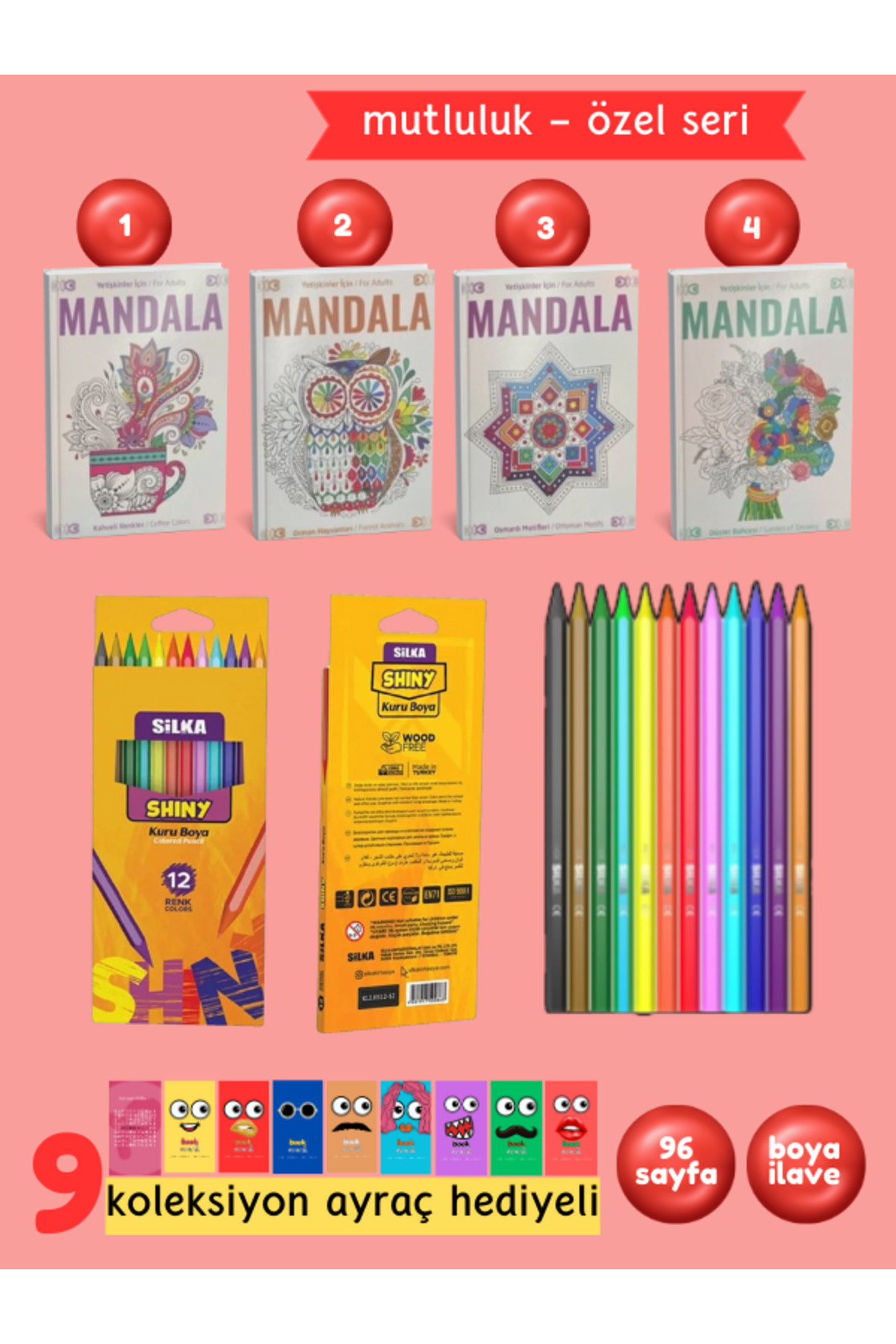 Yetişkinler İçin Mandala Boyama Kitabı Büyükler İçin Mandala Terapi Seti 3 Kitap - Görsel 2