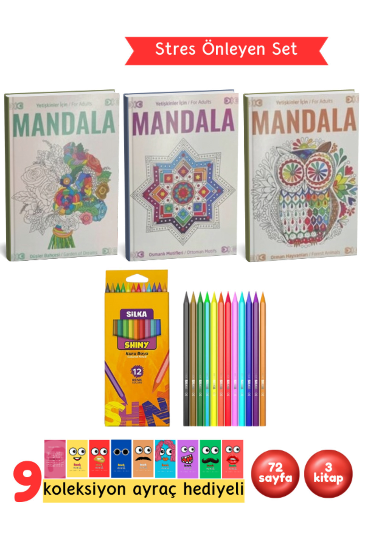 Yetişkinler İçin Mandala Boyama Kitabı Büyükler İçin Mandala Terapi Seti 3 Kitap - Görsel 8