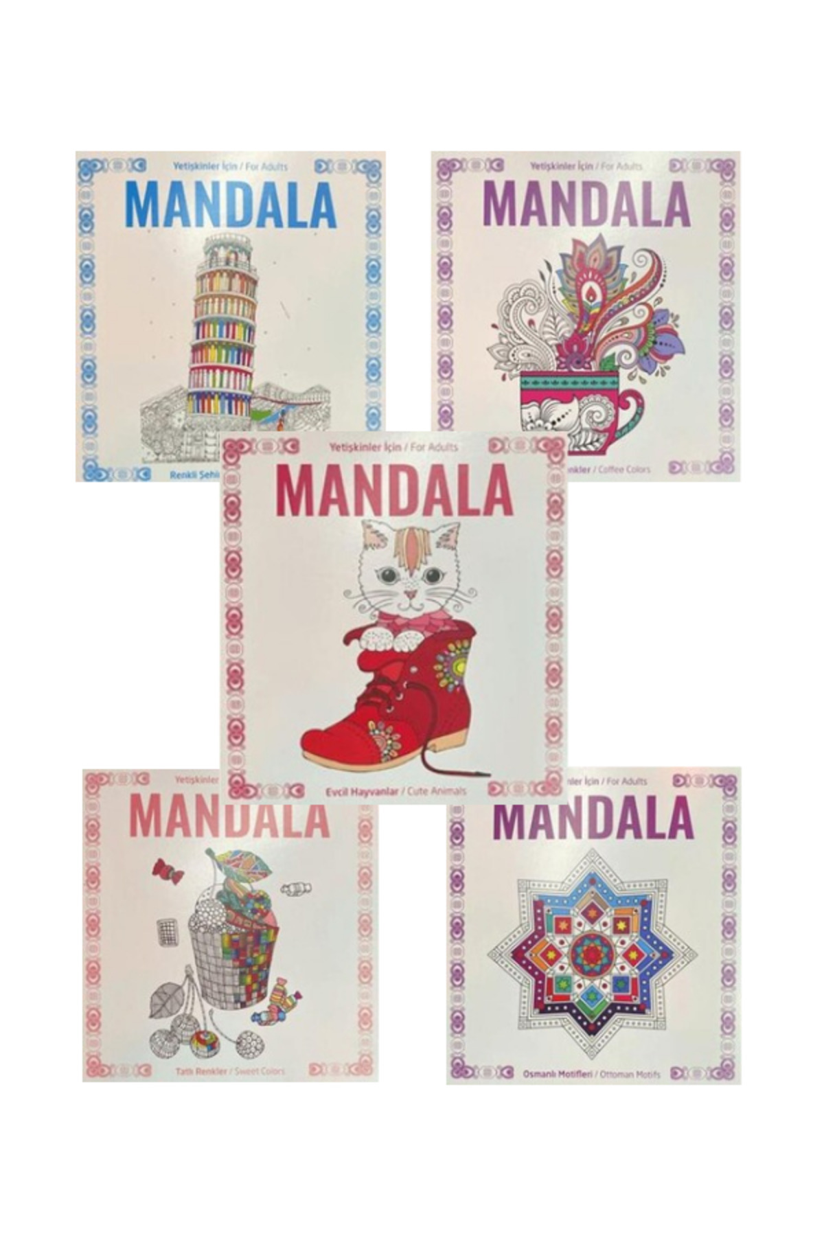 Yetişkinler Için Stres Önleyen Mandala Seti 5 Farklı Kitap - Görsel 2