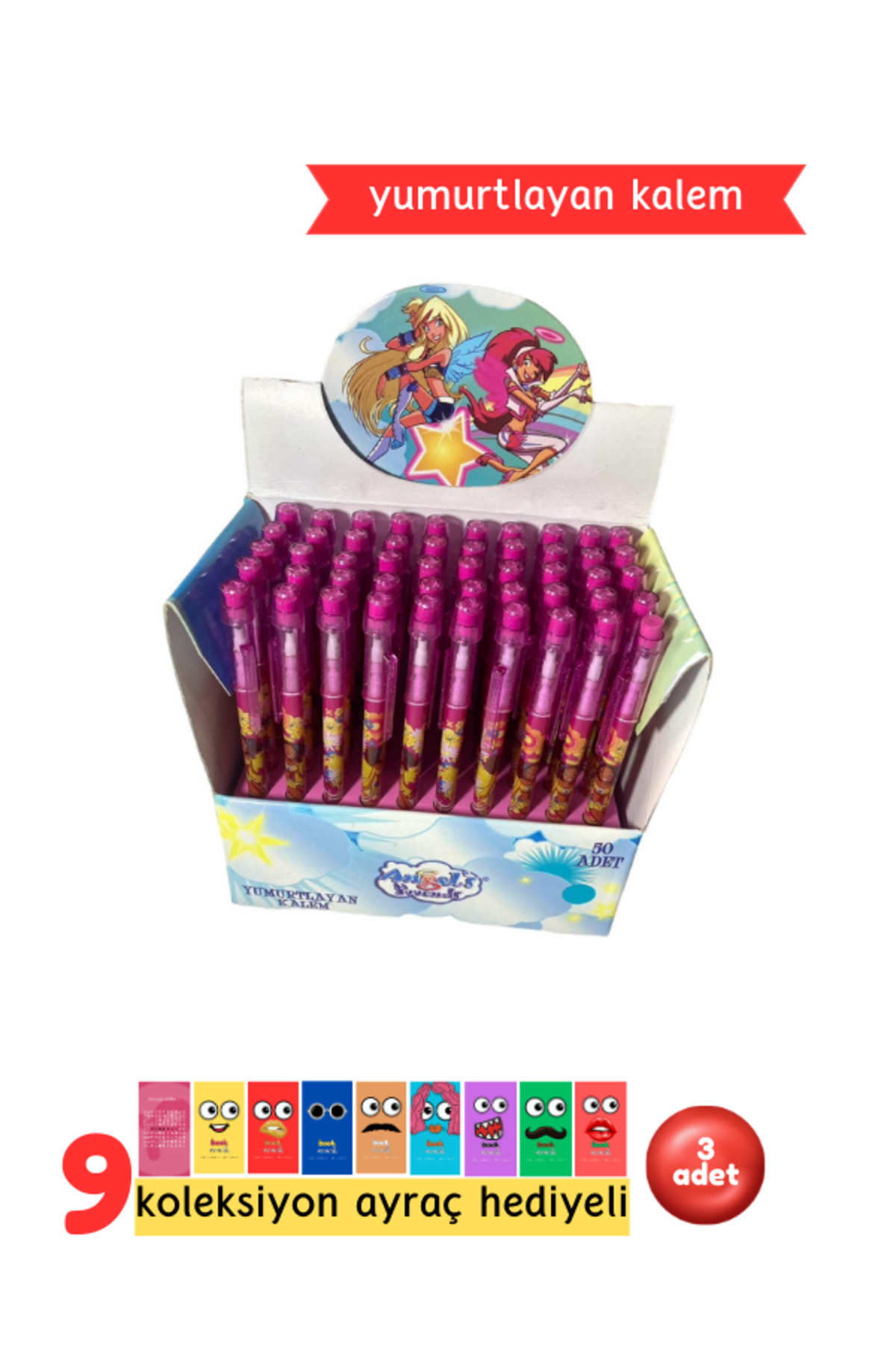 Yumurtlayan Kalem - Pembe Kız Desenli Yumurtlayan Kurşun Kalem (Pembe)