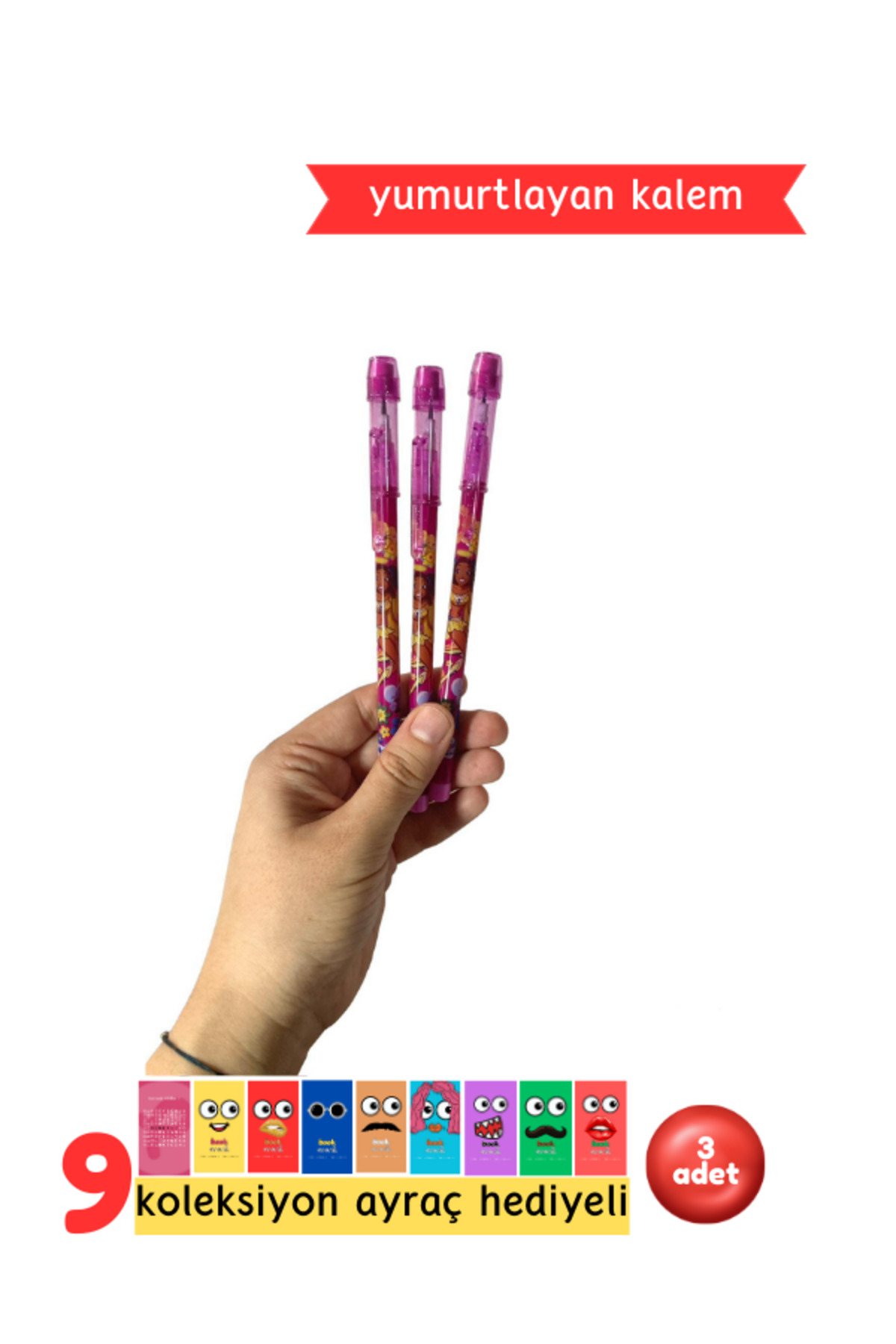 Yumurtlayan Kalem - Pembe Kız Desenli Yumurtlayan Kurşun Kalem (Pembe) - Görsel 2